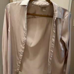 H&M Beige Silk Long Sleeve Shirt